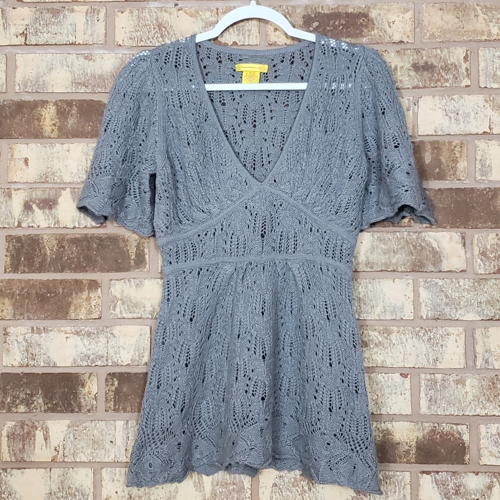 Catharine Malandrino Alpaca Open Knit PullOver  S